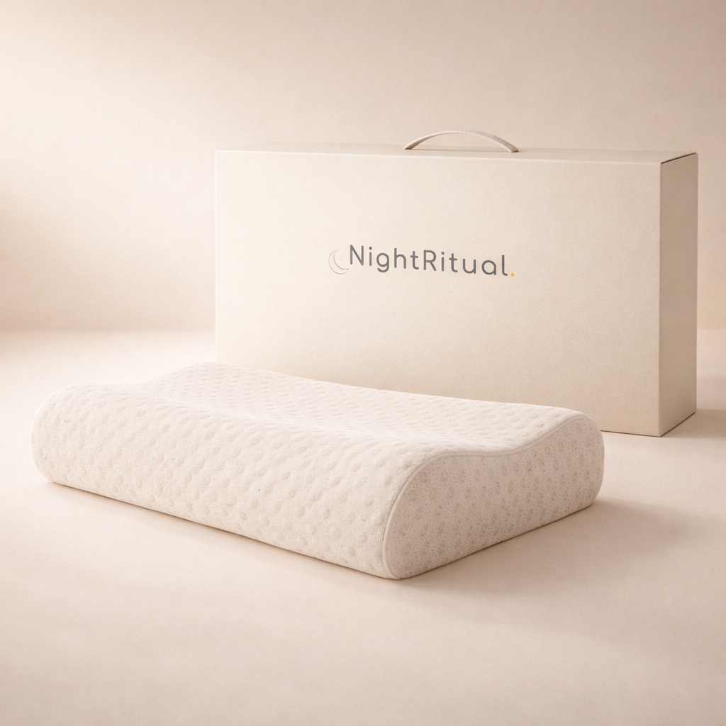 Pack NightRitual Oreiller Blanc poser en présentation, haute qualité.