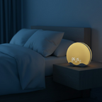 Simulation de coucher de soleil avec la veilleuse orange du réveil NightRitual.