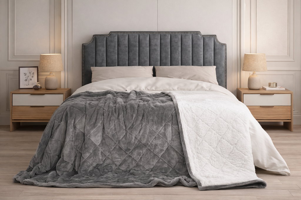 Couverture hivernale NightRitual sur un lit, idéale pour une isolation thermique et sensorielle.