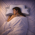 Soutien de la nuque en position sur le dos avec l'oreiller à mémoire de forme.