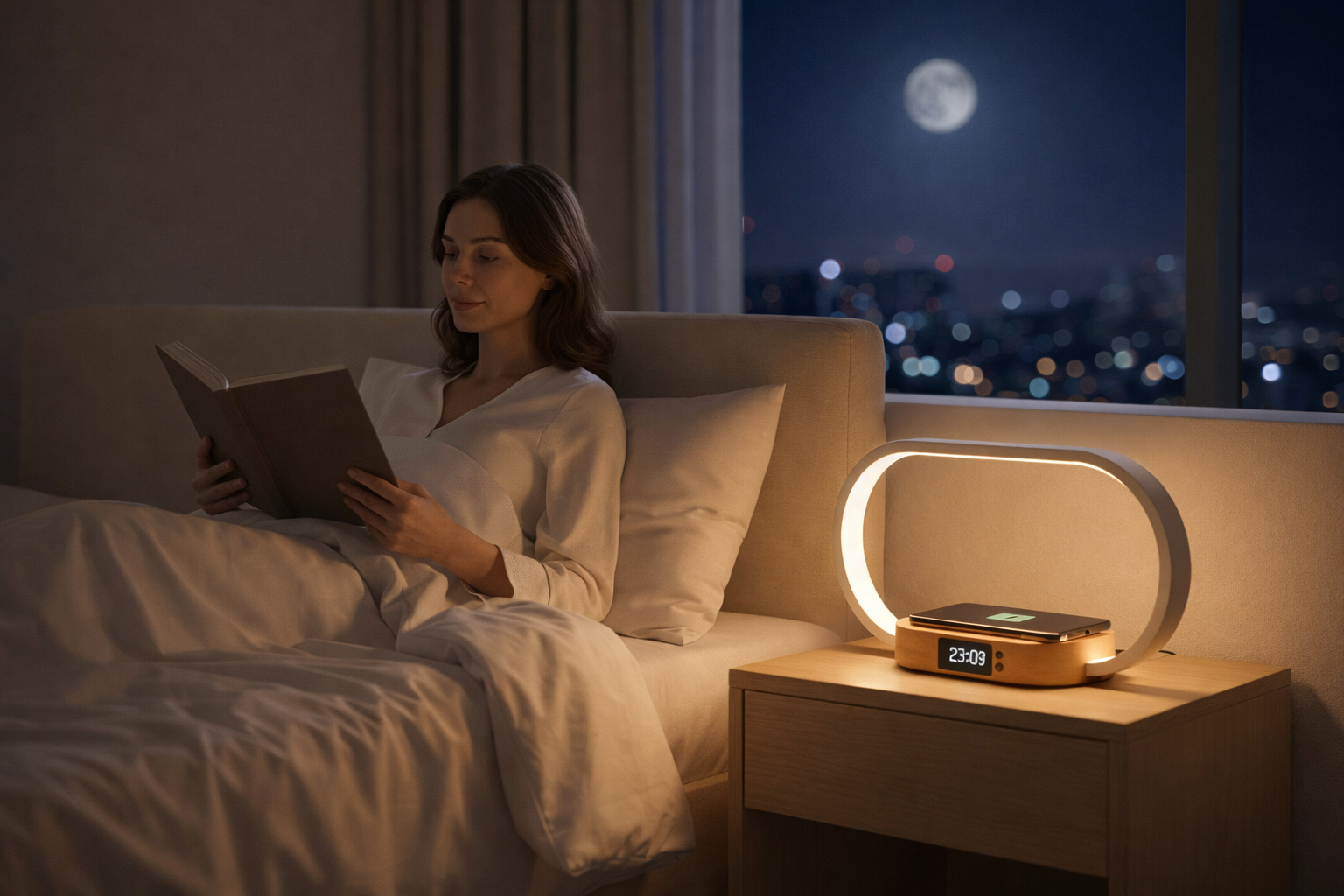 Réveil Simulateur d'Aube Bois & Chargeur Induction | NightRitual